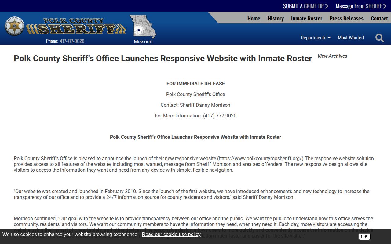 Polk County sheriff statement about mobile released inmate mugshots