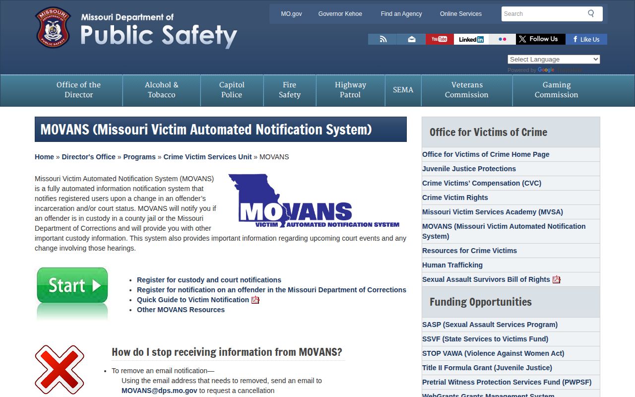 Polk County MOVANS VINELink custody and release coverage