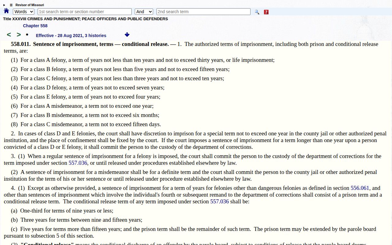Polk County conditional projected release date statute